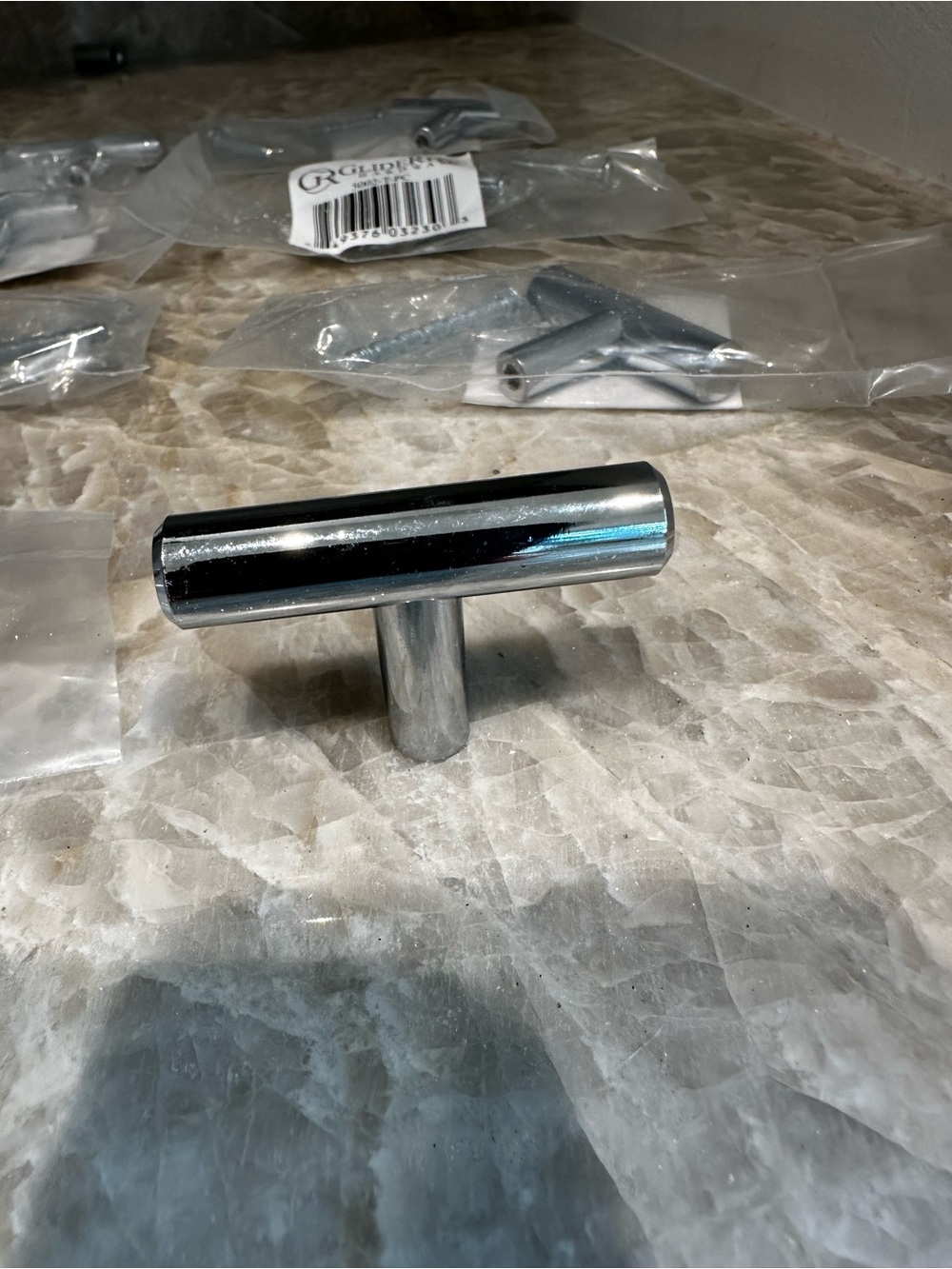 Chrome T-Bar Cabinet Pull - Sleek Modern Handle